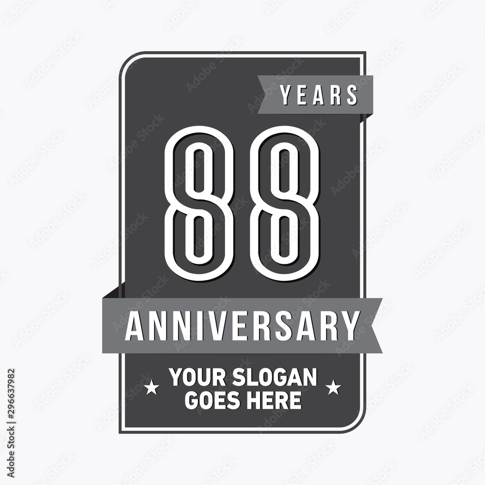 88 years anniversary design template. Eighty-eight years celebration logo. Vector and illustration.