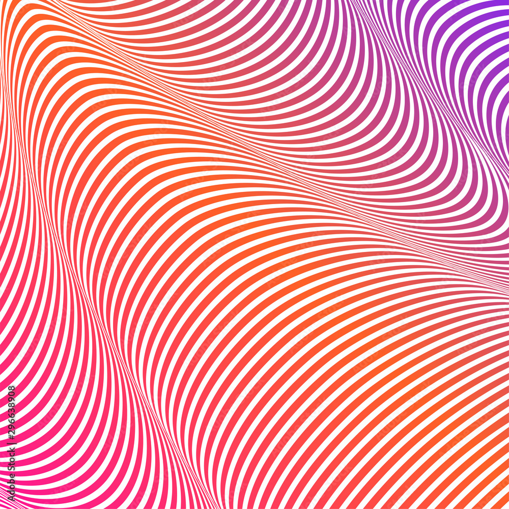 Abstract acid color wavy background, optical art, opart striped. Neon gradient - obrazy, fototapety, plakaty 