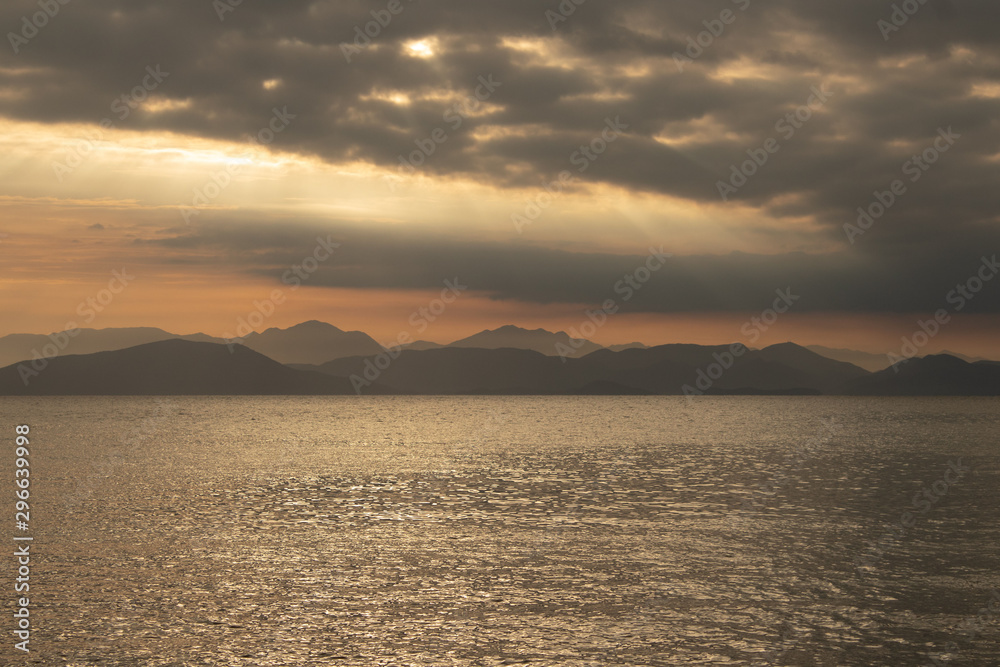 Seascape - Sunset on a warm autumn evening, Corfu, Greece