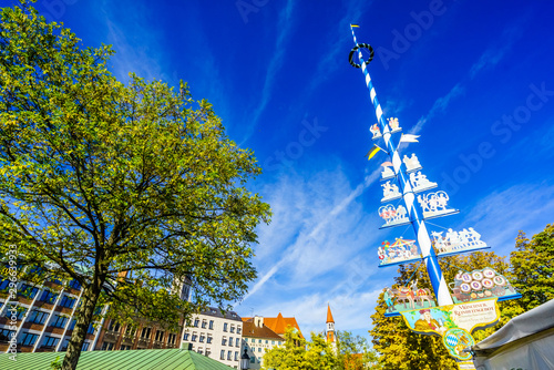 View on Maypole at Viktualienmarkt in Munich, Germany photo