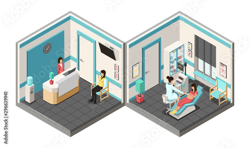 Isometric ultrasound scan pregnant concept. Gynecologist consultation.