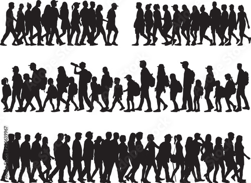 Group of people. Crowd of people silhouettes.