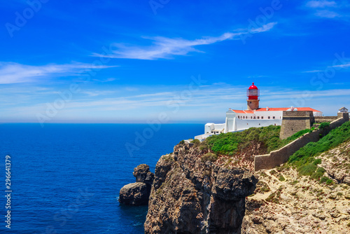 View on lighthouse of Cabo Sao Vicente, Sagres, Portugal