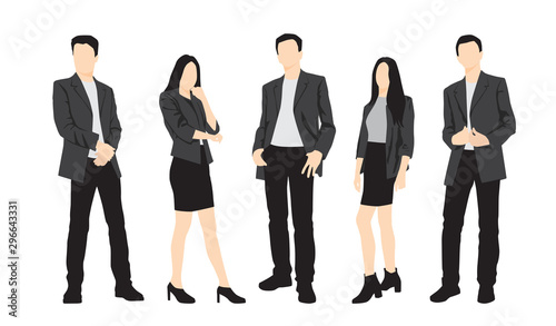 Silhouettes of men and women standing, cartoon character, group business people, vector illustration, flat designe icon, isolated on white background © Galina