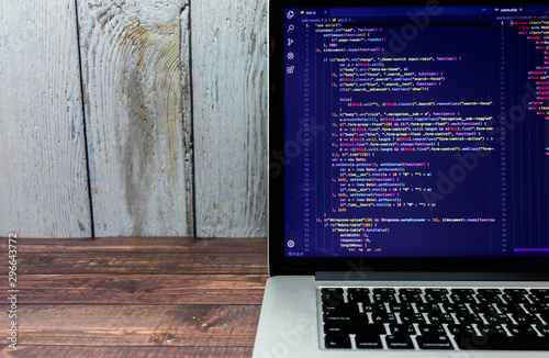 Obraz na płótnie Programming code abstract technology background of software developer and Comput