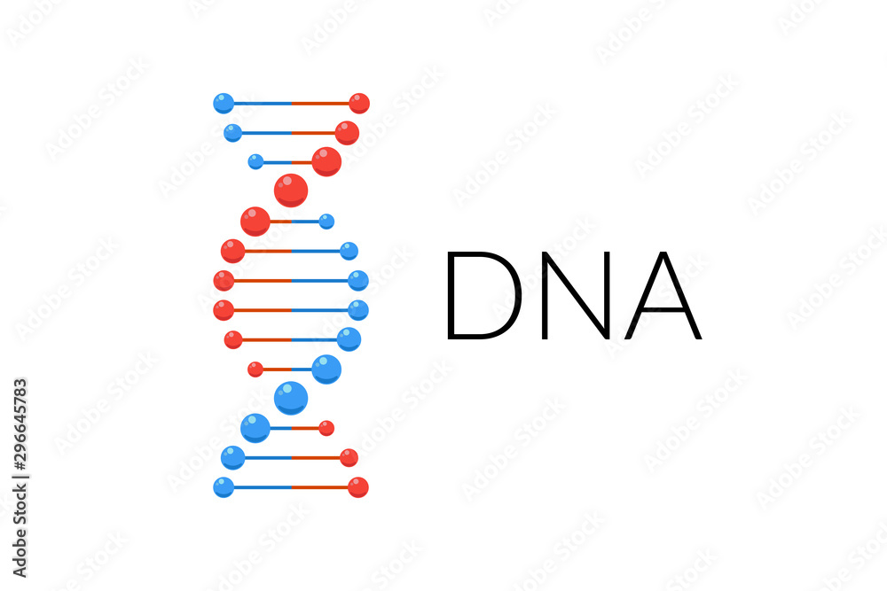DNA spiral isolated. Vector deoxyribonucleic acid gene part. Modern simple microbiological genetic helix element on white background DNA spiral isolated. Vector deoxyribonucleic acid gene part. Modern simple microbiological genetic helix element on white background