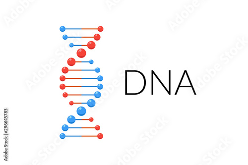 DNA spiral isolated. Vector deoxyribonucleic acid gene part. Modern simple microbiological genetic helix element on white background