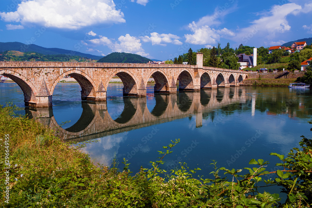 The Drina Bridge (Mehmed Pasa Sokolovic Bridge) in Visegrad (Bosnia and Herzegovina)