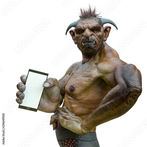 troll holding a cellphone