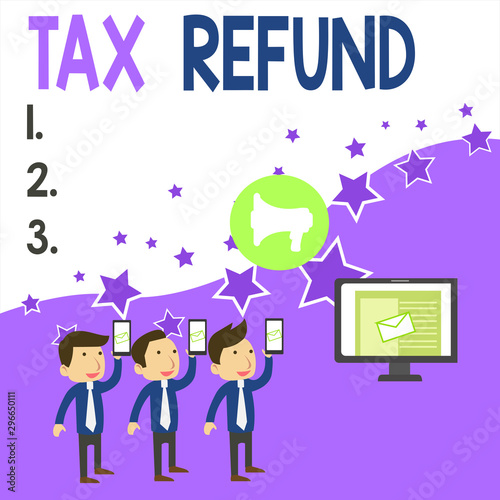 Conceptual hand writing showing Tax Refund. Concept meaning applied when money liability is less than the paid ones SMS Email Marketing Media Audience Attraction PC Loudspeaker