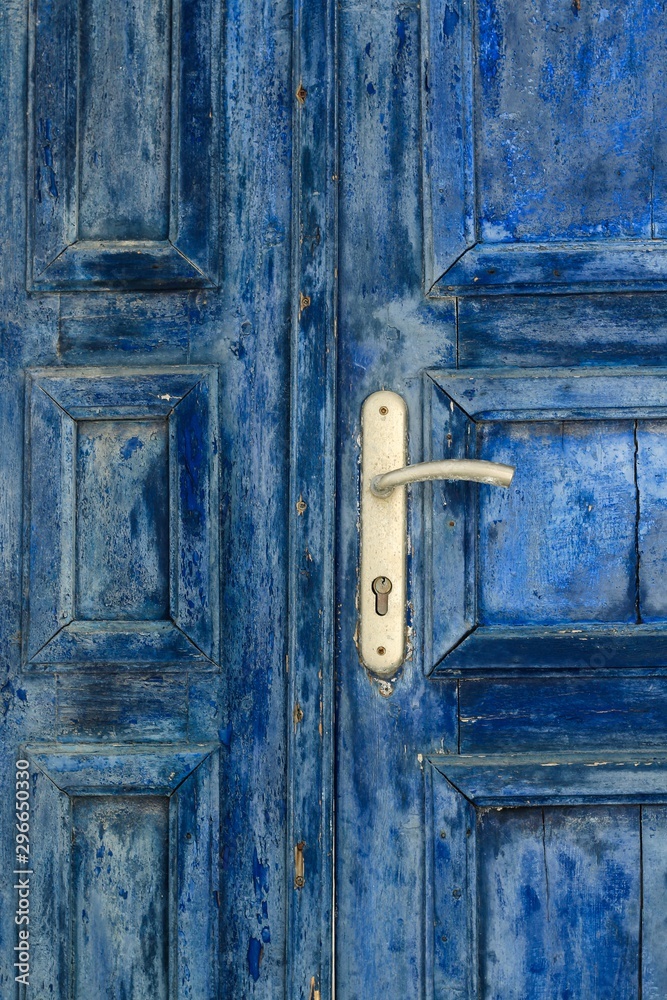 Full frame shot of weathered blue door Full frame shot of weathered blue door