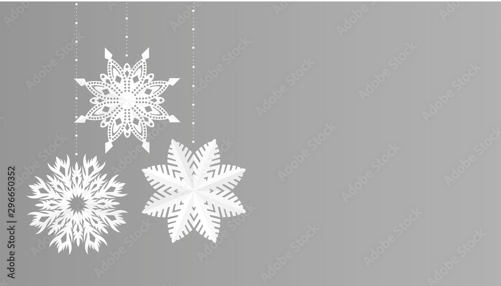 Snowflakes simple christmas decoration - obrazy, fototapety, plakaty 