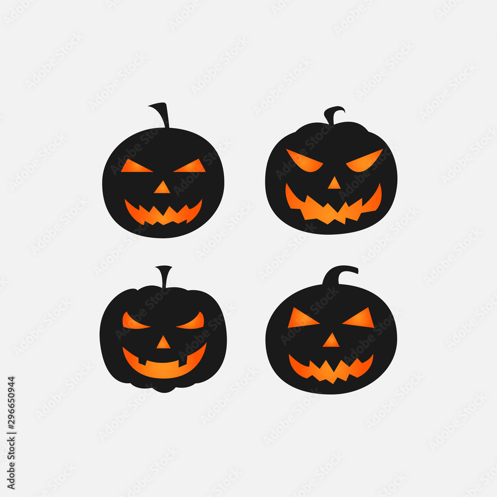 Halloween scary pumpkins isolated on white vector image Halloween scary pumpkins isolated on white vector image