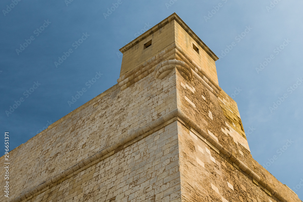 A Small Square Tower of a Huge Fortress in Victoria (Gozo, Malta)