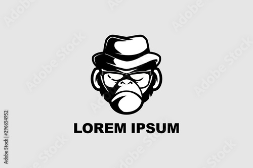 monkey howling head animal vector logo template