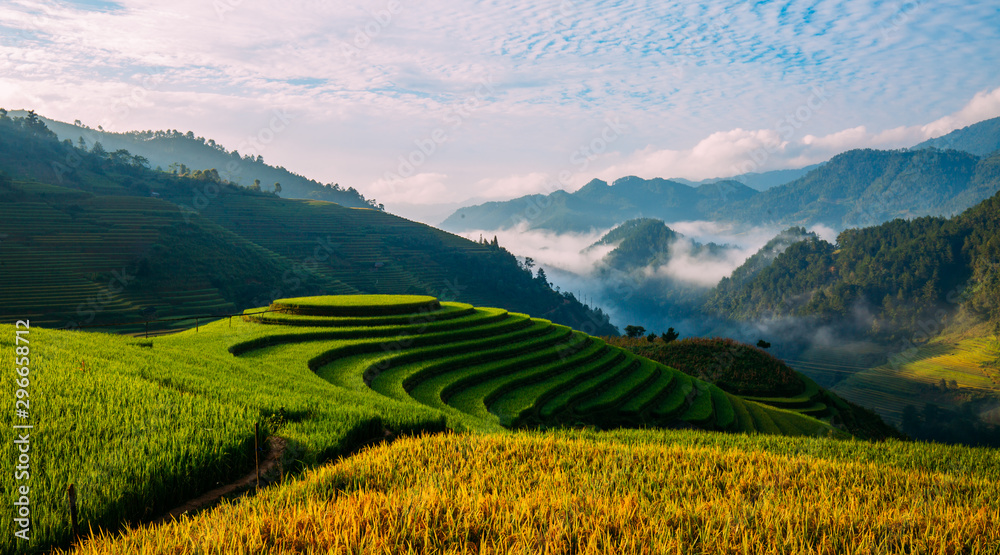 View over the rice terraces of Mu Cang Chai village