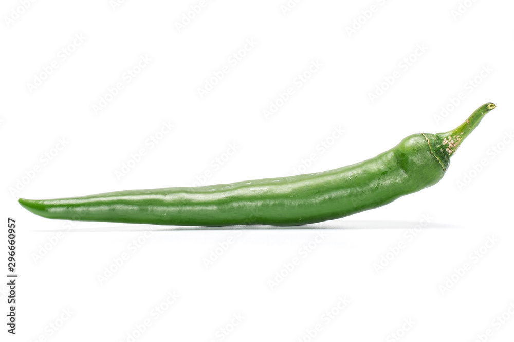 One whole fresh hot pepper isolated on white background One whole fresh hot pepper isolated on white background