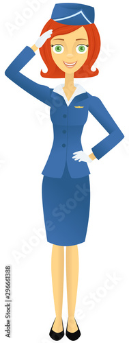 Retro styled flight attendant saluting