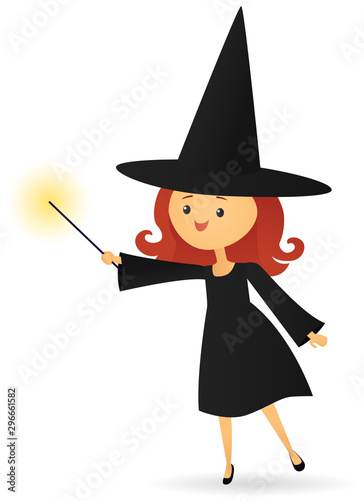 Cute witch casting a spell