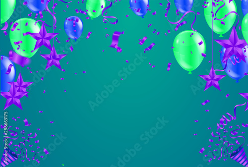 Festive background with green balloons and balloons Many color, Can be used for cards, gifts, invitations sales, web design © Sompong