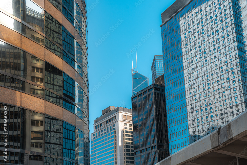 Obraz premium Modern office building close up in Hong Kong