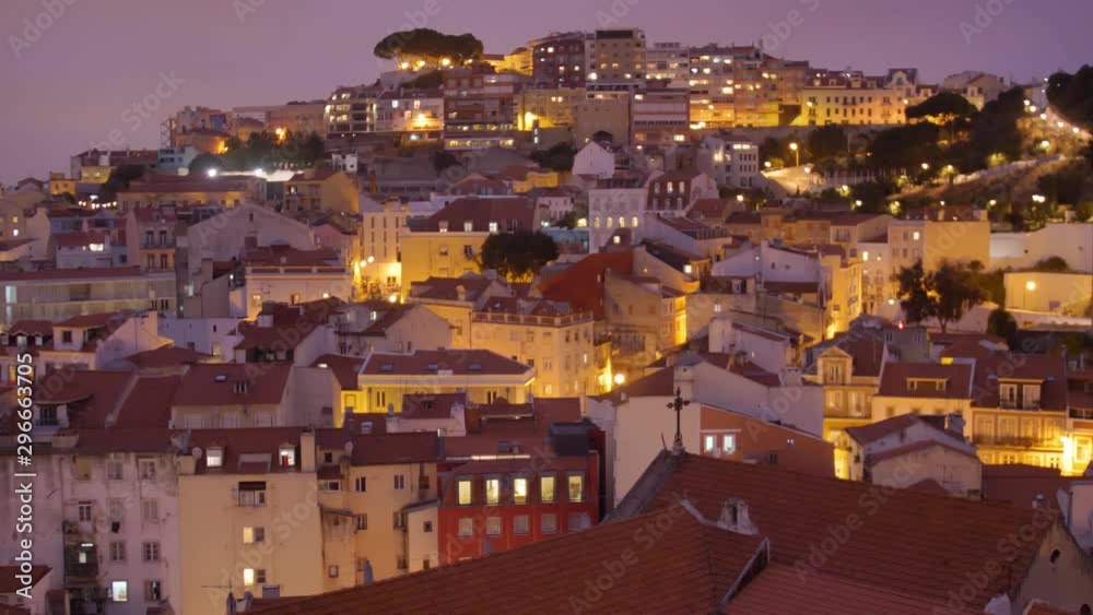 Lisbon Traditional Architecture Buildings at Hills Cityscape at Night Portugal Lisbon Traditional Architecture Buildings at Hills Cityscape at Night Portugal
