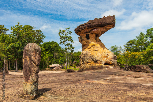 Nang Usa tower, sand stone pillar in Phu Phra Bat historical park, udonthani province, Thailand.
