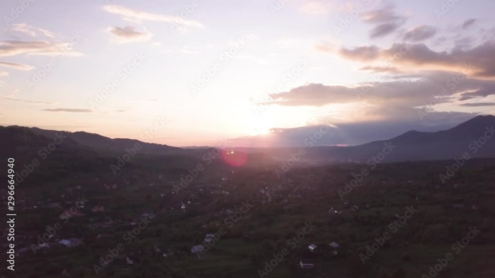 Aerial view of small village in mountains Aerial view of small village in mountains