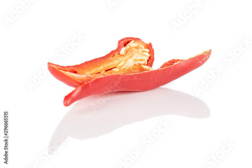 One whole hot red chili cayenne isolated on white background