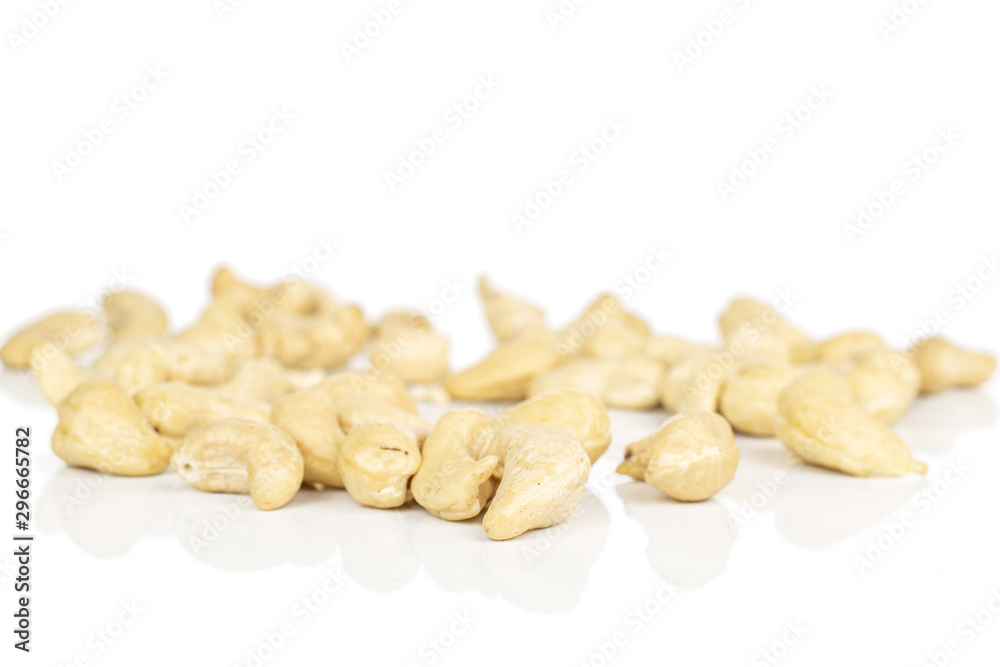 Lot of whole brown nut cashew isolated on white background Lot of whole brown nut cashew isolated on white background