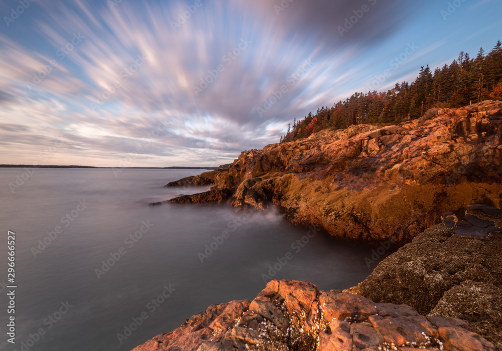 Rocky Coast Ocean at Sunrise in Acadia National Park 