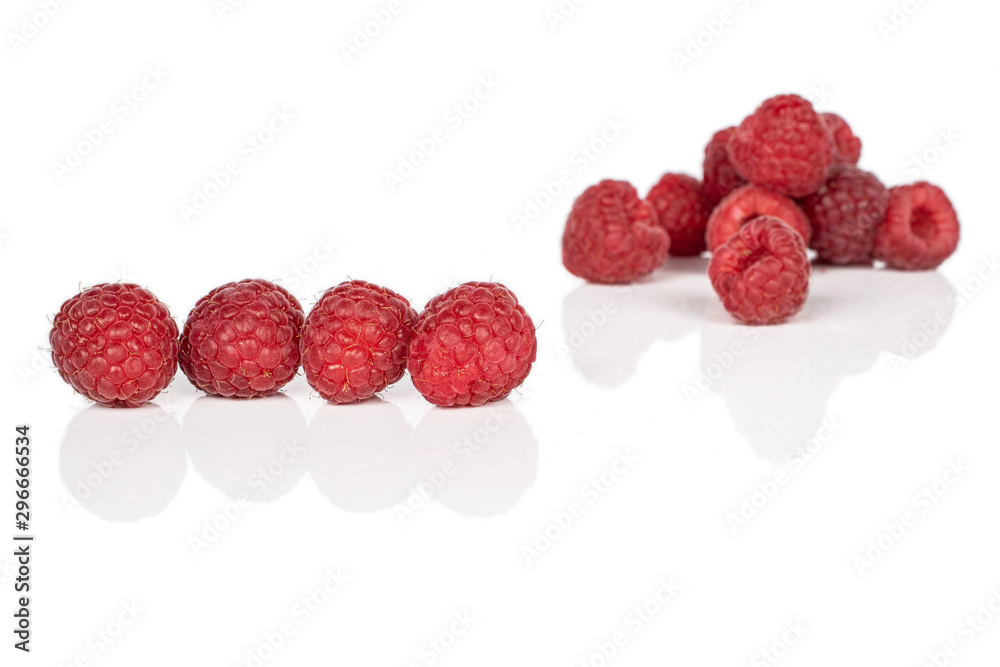 Lot of whole fresh red raspberry isolated on white background Lot of whole fresh red raspberry isolated on white background