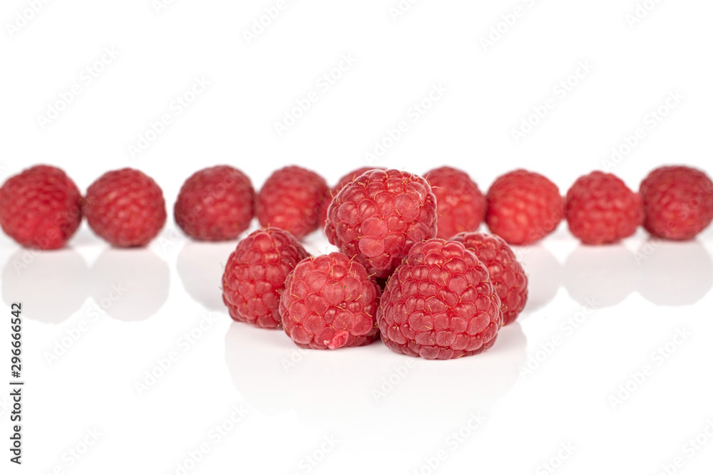 Lot of whole fresh red raspberry isolated on white background Lot of whole fresh red raspberry isolated on white background