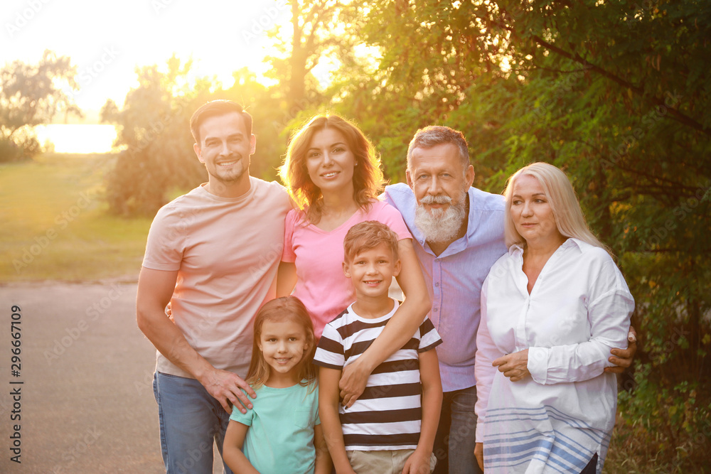 Fototapeta premium Portrait of big family in park