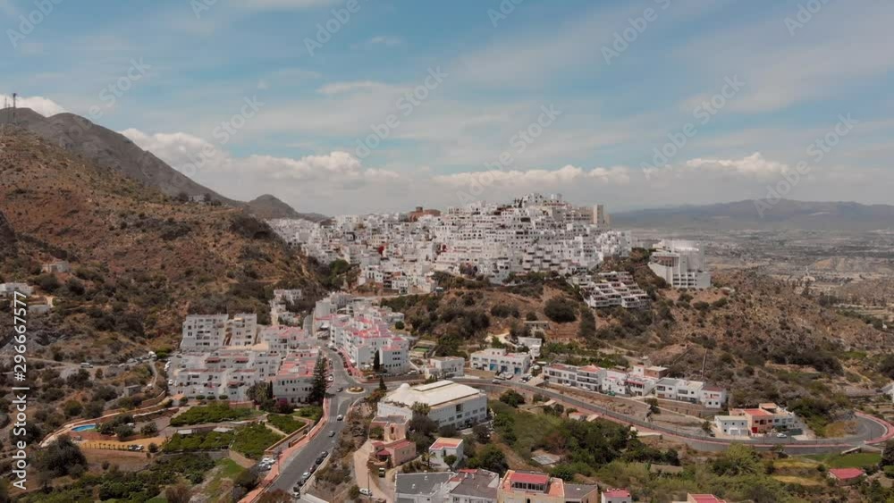 The white village of Mojácar during day light. Aerial shot. The white village of Mojácar during day light. Aerial shot.