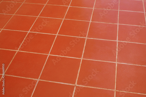 Tile brick brown floor texture for background © apimook