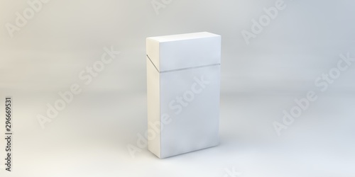 3d render illustration cigarettes box mock up isolated on white background