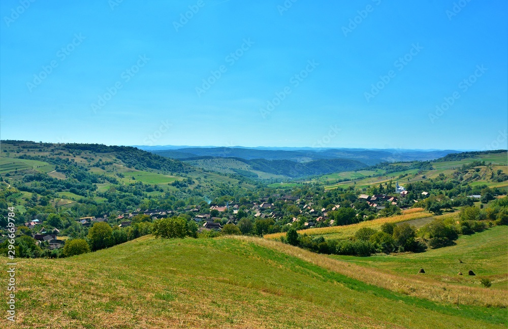 rural landscape from a hilly area of Romania