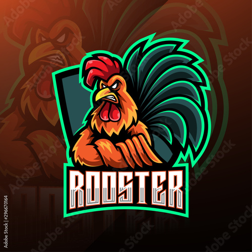 Rooster esport mascot logo design