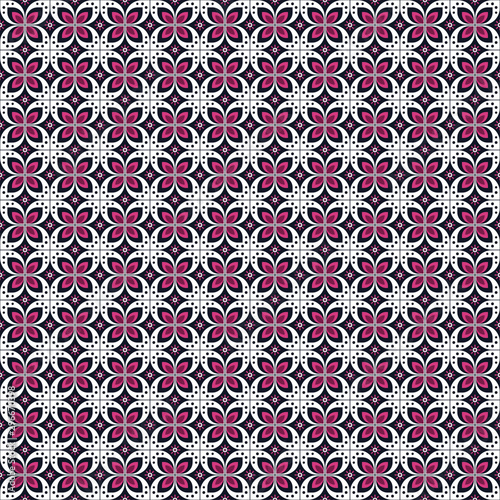 Indonesian batik seamless pattern with various motif javanese traditional culture, batik kawung in white dark purple, can applied to whole cloth