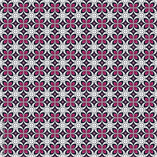 Indonesian batik seamless pattern with various motif javanese traditional culture, batik kawung in white dark purple, can applied to whole cloth