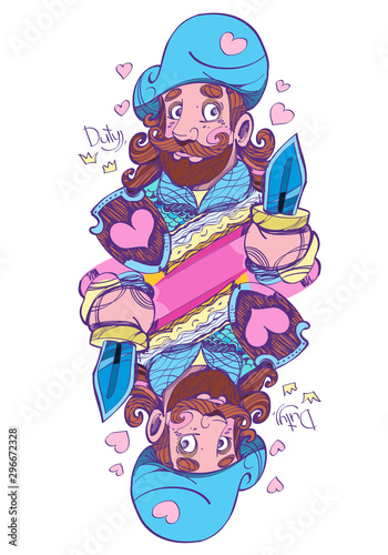 Jack of hearts. Playing card suit in style pastel goth.