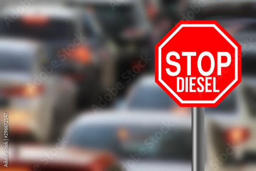 Autos und Stoppschild Stop Diesel
