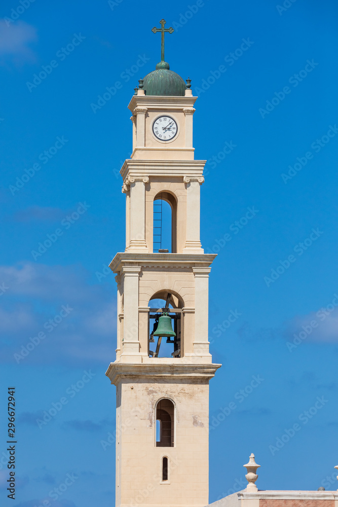 Closeup view on bell tower of monastery saint Peter