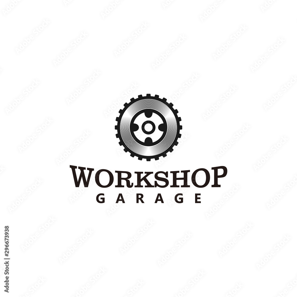 Garage logo gear element automotive modern technology engine technical transportation Garage logo gear element automotive modern technology engine technical transportation