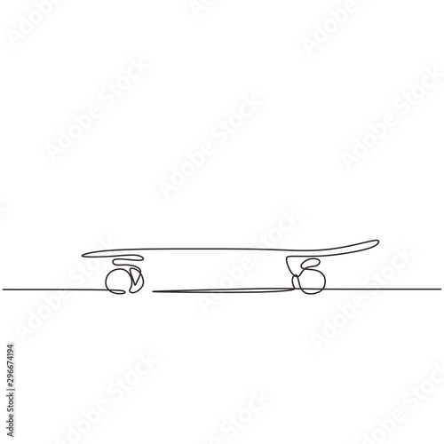 Continuous one line drawing of skateboard minimalism design vector illustration. Simplicity and minimalist hand drawn sketch lineart.