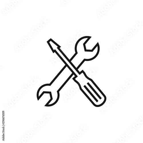Wrench and screwdriver icon, Repair icon symbols vector