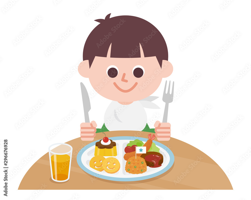 Boy eating lunch plate Boy eating lunch plate