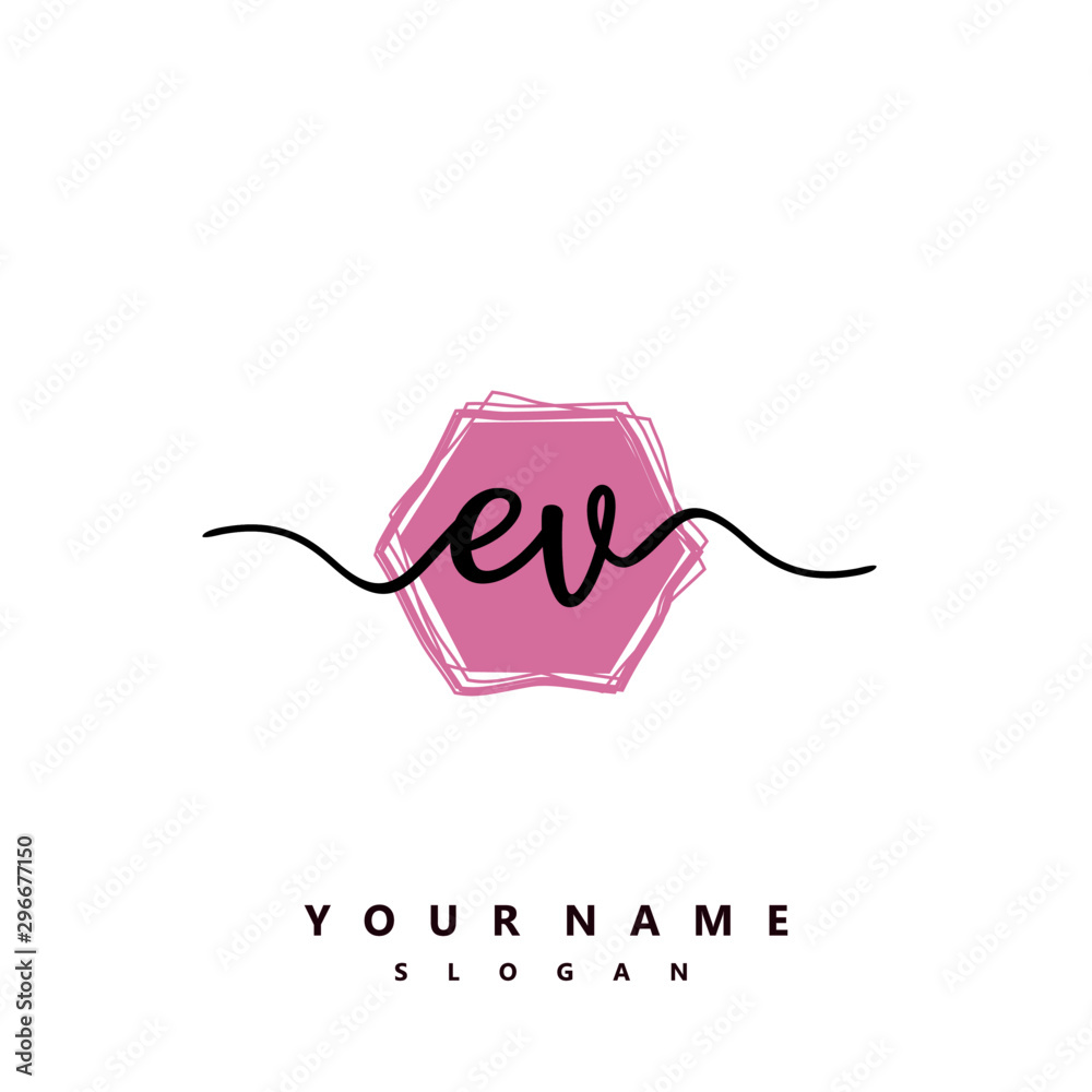 EV Initial handwriting logo vector EV Initial handwriting logo vector