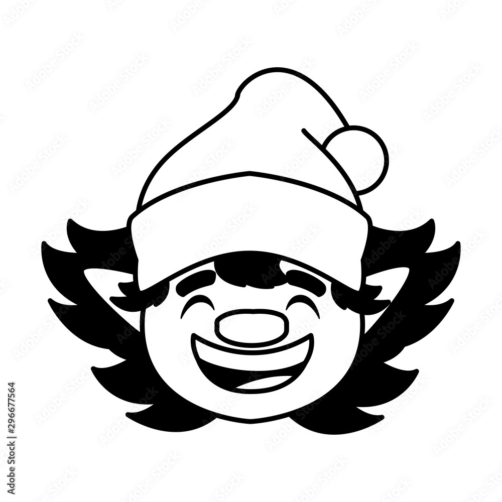 head of elf with hat on white background head of elf with hat on white background